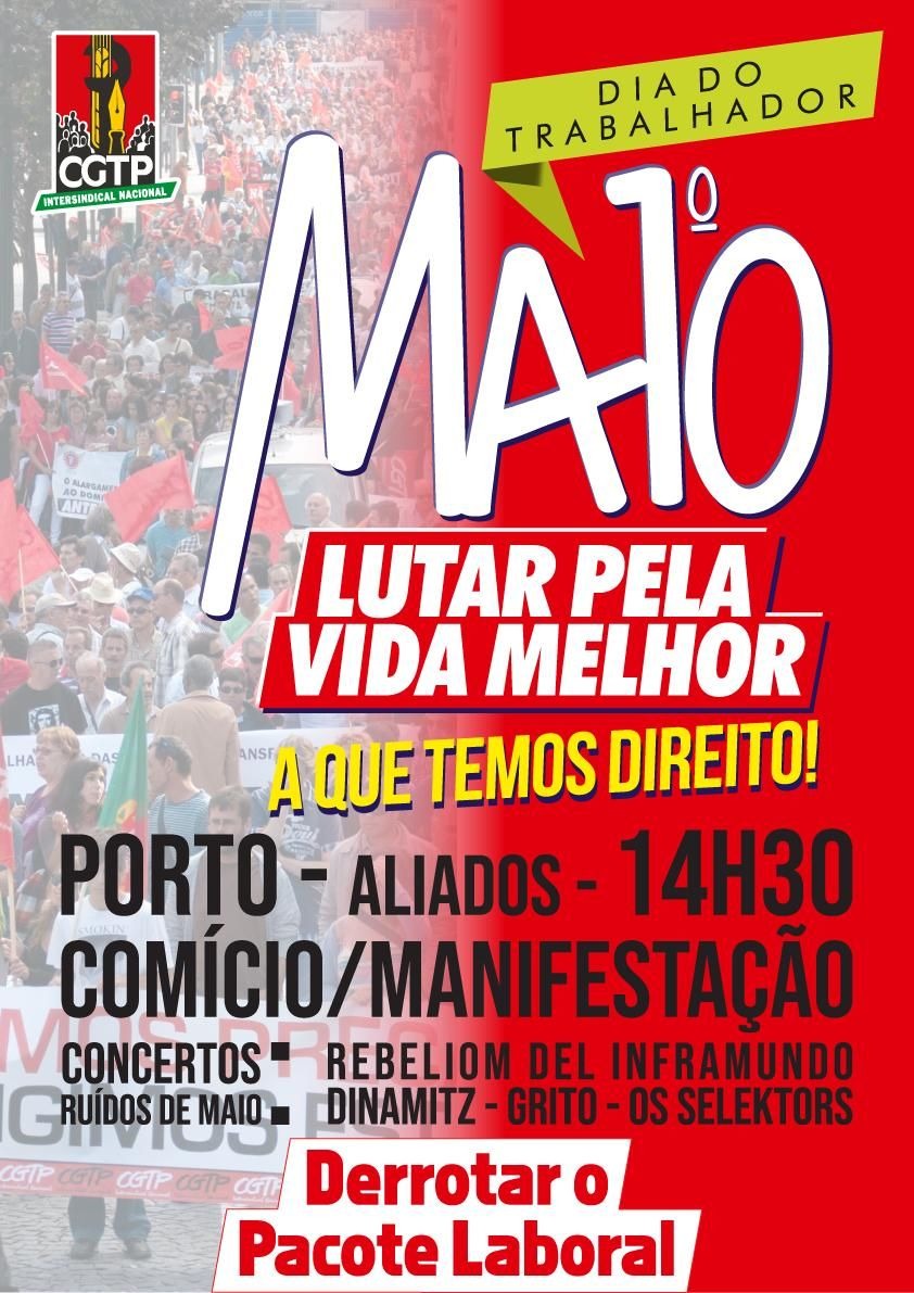 Cartaz sobre a manifestação do 1° de Maio