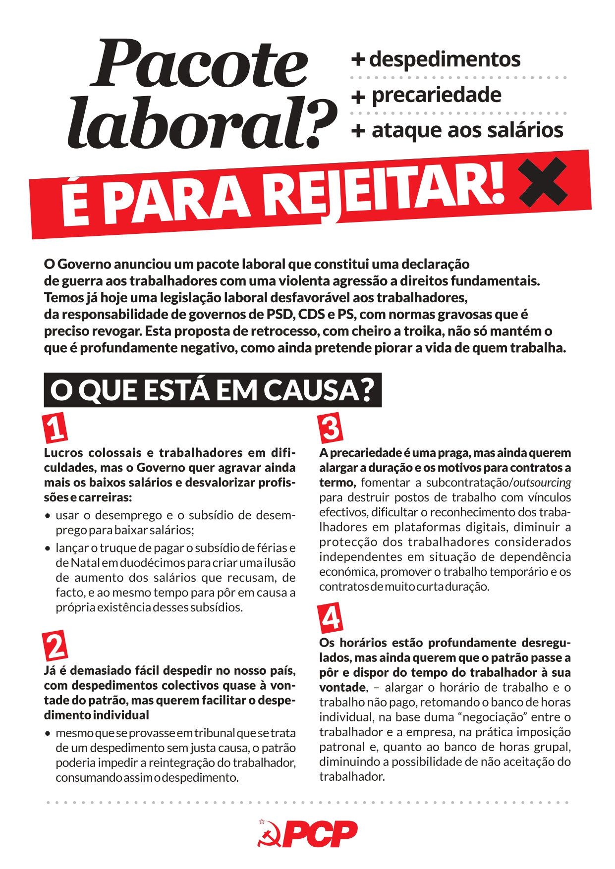 Folheto sobre o pacote laboral, página 1